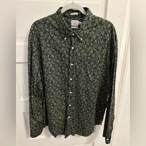 J.Crew Paisley Shirt, green multi, Secret Wash relaxed fit size large